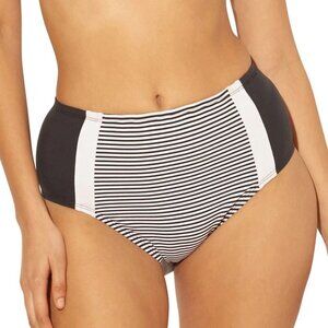 Bleu Rod Beattie Inside The Lines High-Waist Bikini Bottoms Black Size 8 NEW NWT